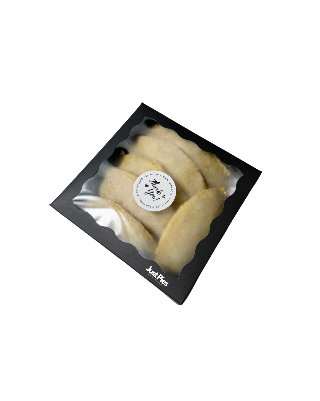 Box of Just Pies and Jollof meat pies